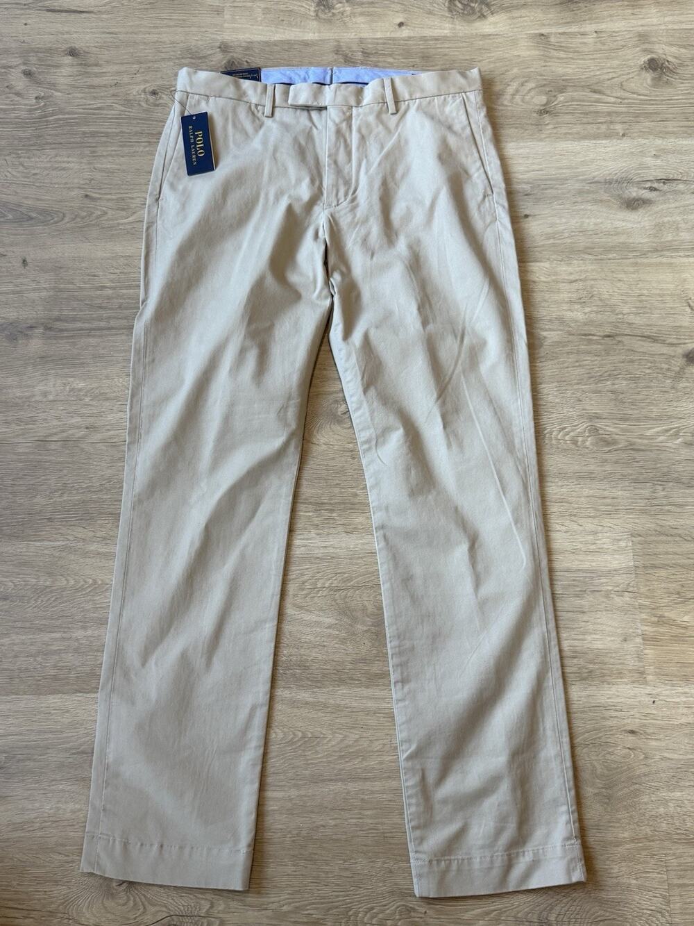 NWT Polo Ralph Lauren Khaki Chino Pant Men 34x34 Stretch Slim Fit RN 41381